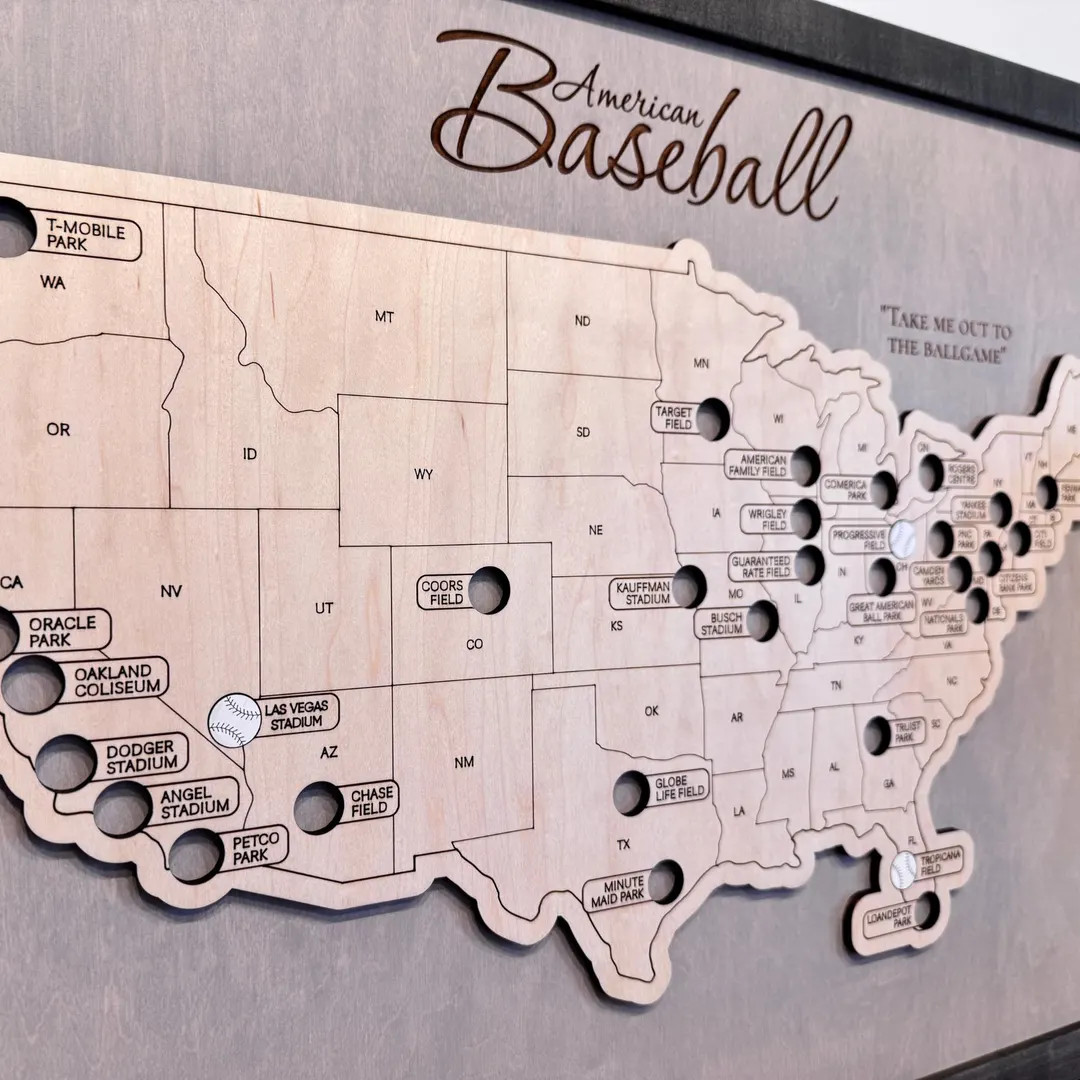 Baseball Stadium Map, Travel Map, Ballpark Travel Map, Tracker, Personalized Gift, Sign, Dad Gift... | Etsy (US)