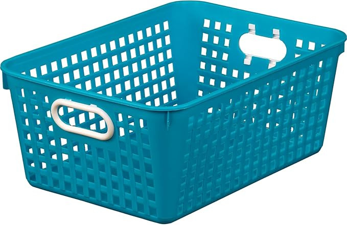 Really Good Stuff Large Plastic Book Basket, 13.25" by 10" by 5.5", Single, Neon Blue, Classroom ... | Amazon (US)