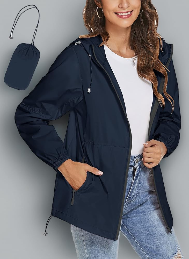 iWoo Regenjacke Damen Wasserdicht Atmungsaktiv Dünne Regenmantel Leichte Jacke Outdoorjacke Wind... | Amazon (DE)