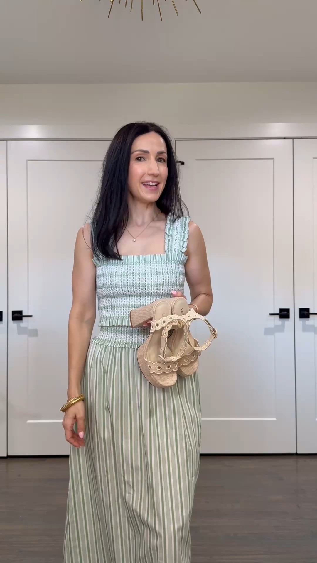 Hillhouse set and Larroude raffia heels for dinner out with friends! $50 off Larroude with code: special. 

#LTKOver40 #LTKPetite #LTKSummerEdit