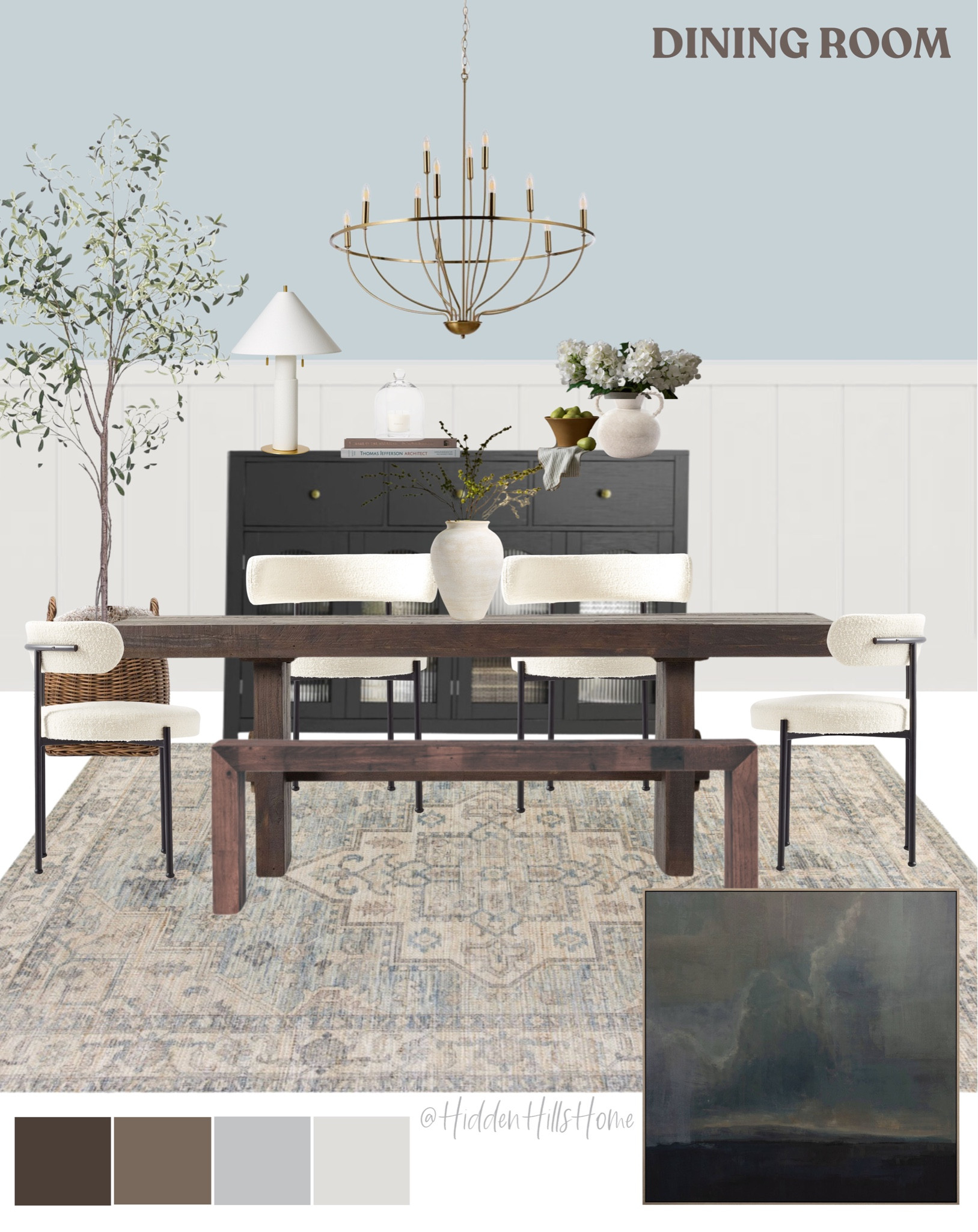 Dining room decor, dining room design, mood board, dining chairs, buffet sideboard decor ideas #diningroom
Wall color is Mt Rainier Gray

#LTKStyleTip #LTKSaleAlert #LTKHome