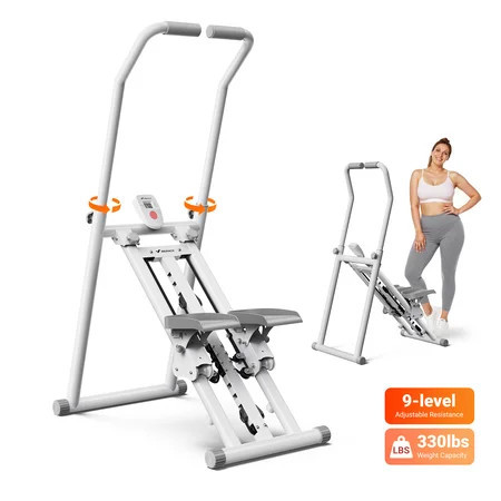 MERACH Stair Stepper Exercise Machine, Newly Upgraded 9 Resistance Levels Compact Home Workout Step Machine with Adjustable Handlebar | Walmart (US)