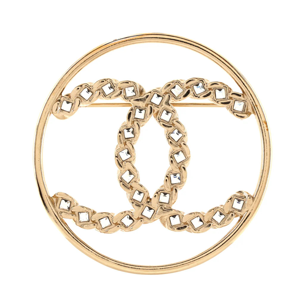 CC Round Brooch Metal with Crystals | Rebag