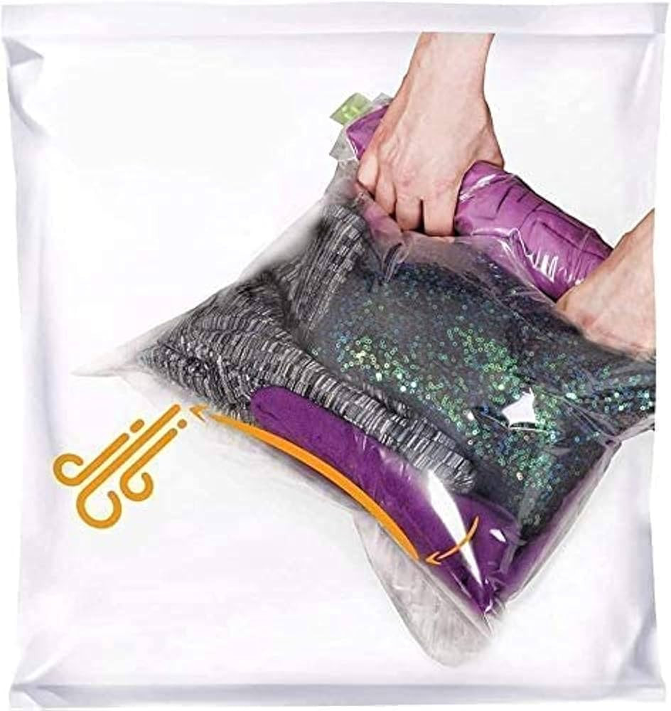12 Space Saver Storage Bags for Clothes for Travel - Compression, no Vacuum Sacks - Luggage Acces... | Amazon (US)