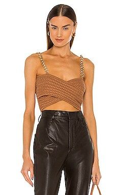 AMUR Cable Knit Crop Top in Pecan from Revolve.com | Revolve Clothing (Global)