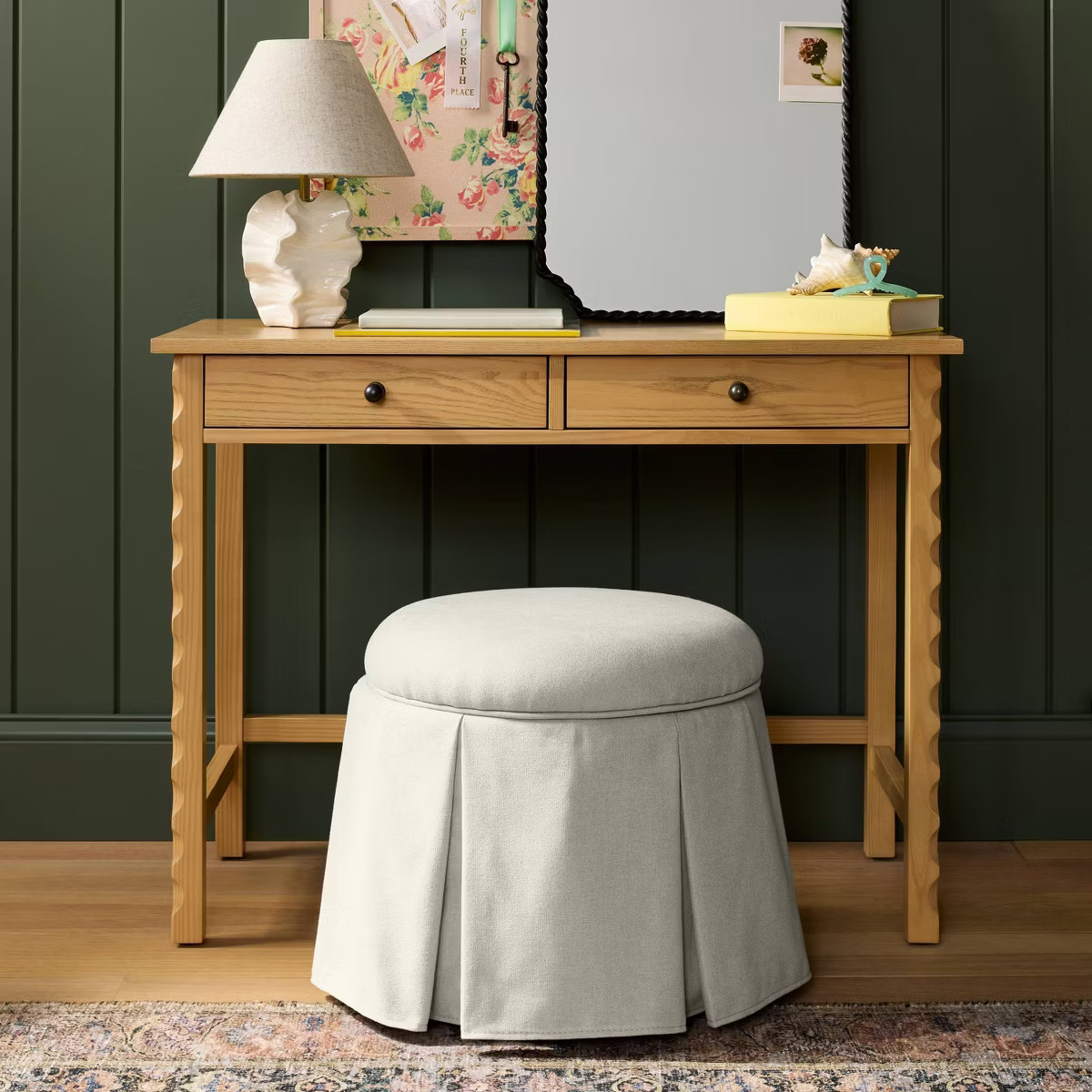 Box Pleat Skirt Storage Ottoman Performance Fabric - Threshold™ designed with Studio McGee | Target