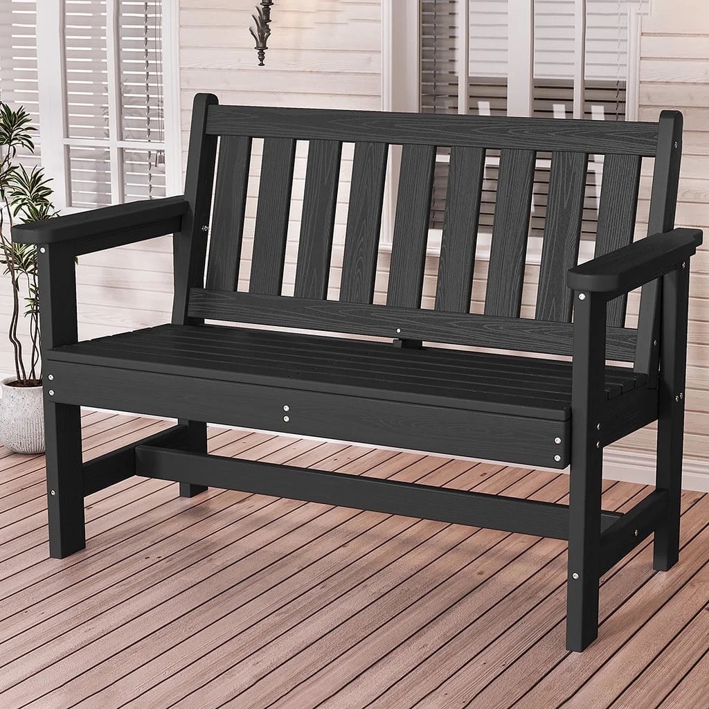 SERWALL Outdoor Bench for 2-Person, Weather-Resistant HDPE with Aluminum Reinforcement, Supports ... | Walmart (US)