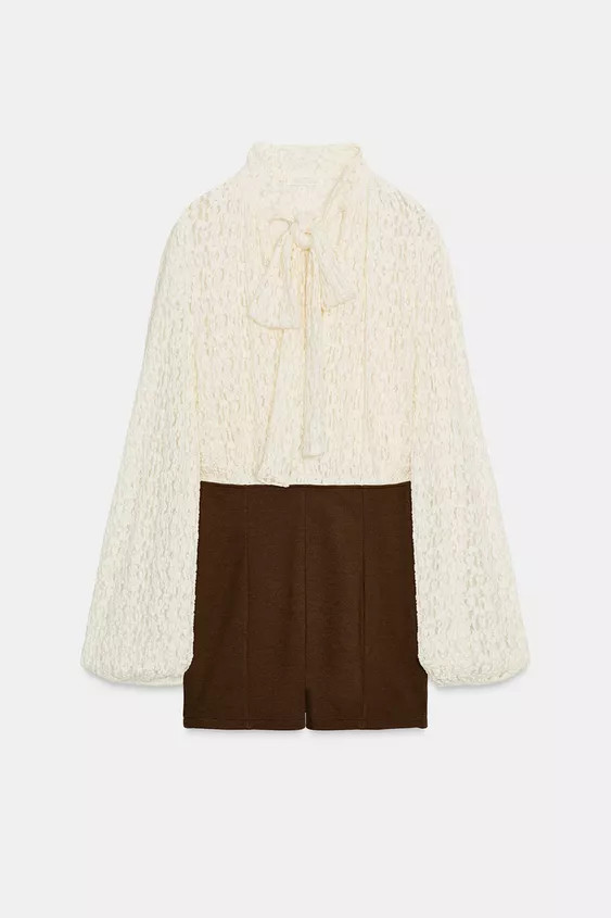CONTRAST TIE PLAYSUIT | Zara UK
