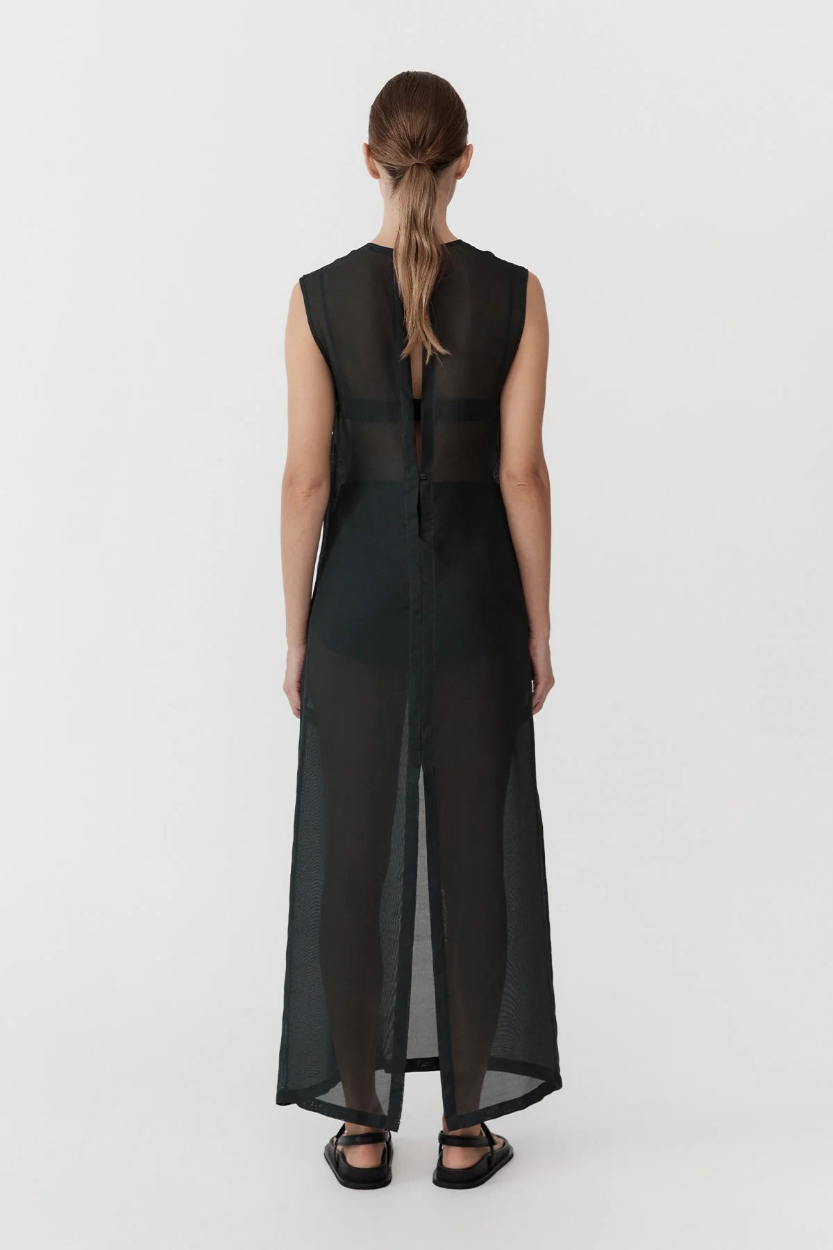 Sheer Silk Gauze Dress - Soot | St. Agni (US, UK, EU)