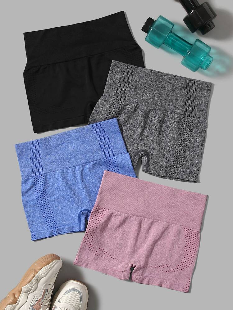 4pcs Seamless High Stretch Sports Shorts | SHEIN