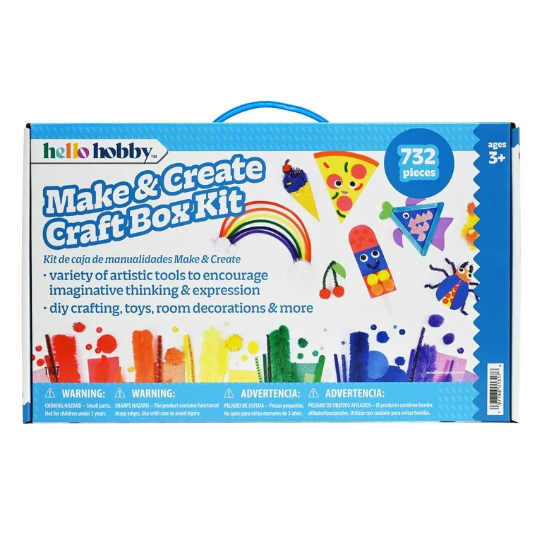Hello Hobby Make & Create Craft Box Kit – 732 Pieces, Multicolor | Walmart (US)