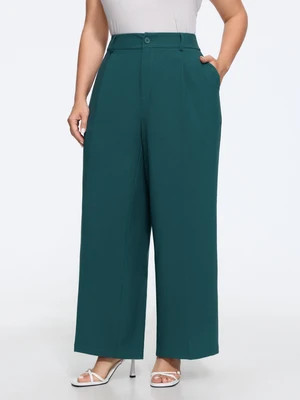 Stretchy Pleated Pockets Straight Leg Pants | Bloomchic