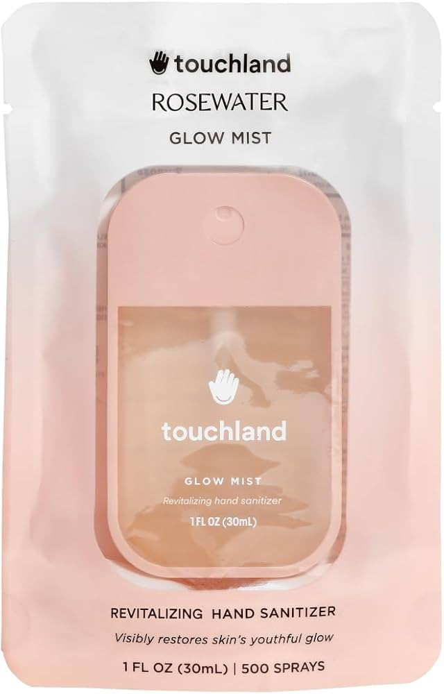 Touchland Glow Mist Revitalizing Hand Sanitizer Spray, Rosewater scented, 500-Sprays each, 1FL OZ | Amazon (US)