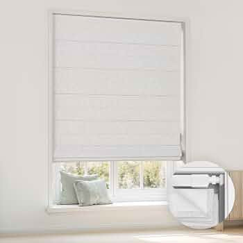 LazBlinds No Drill Cordless Roman Shades, 34'' W x 64'' H, Off White | Amazon (US)
