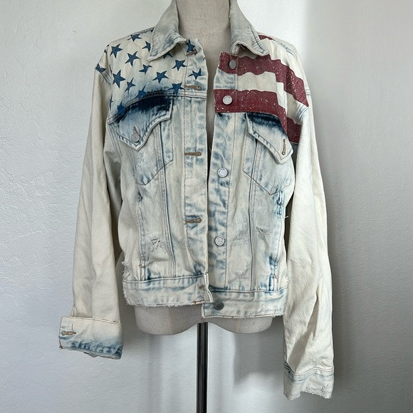 BLANKNYC | American Flag Distressed Jean Jacket | Poshmark