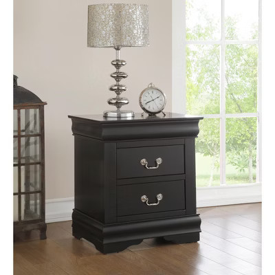 Louis Philippe Black Finish Nightstand | Target