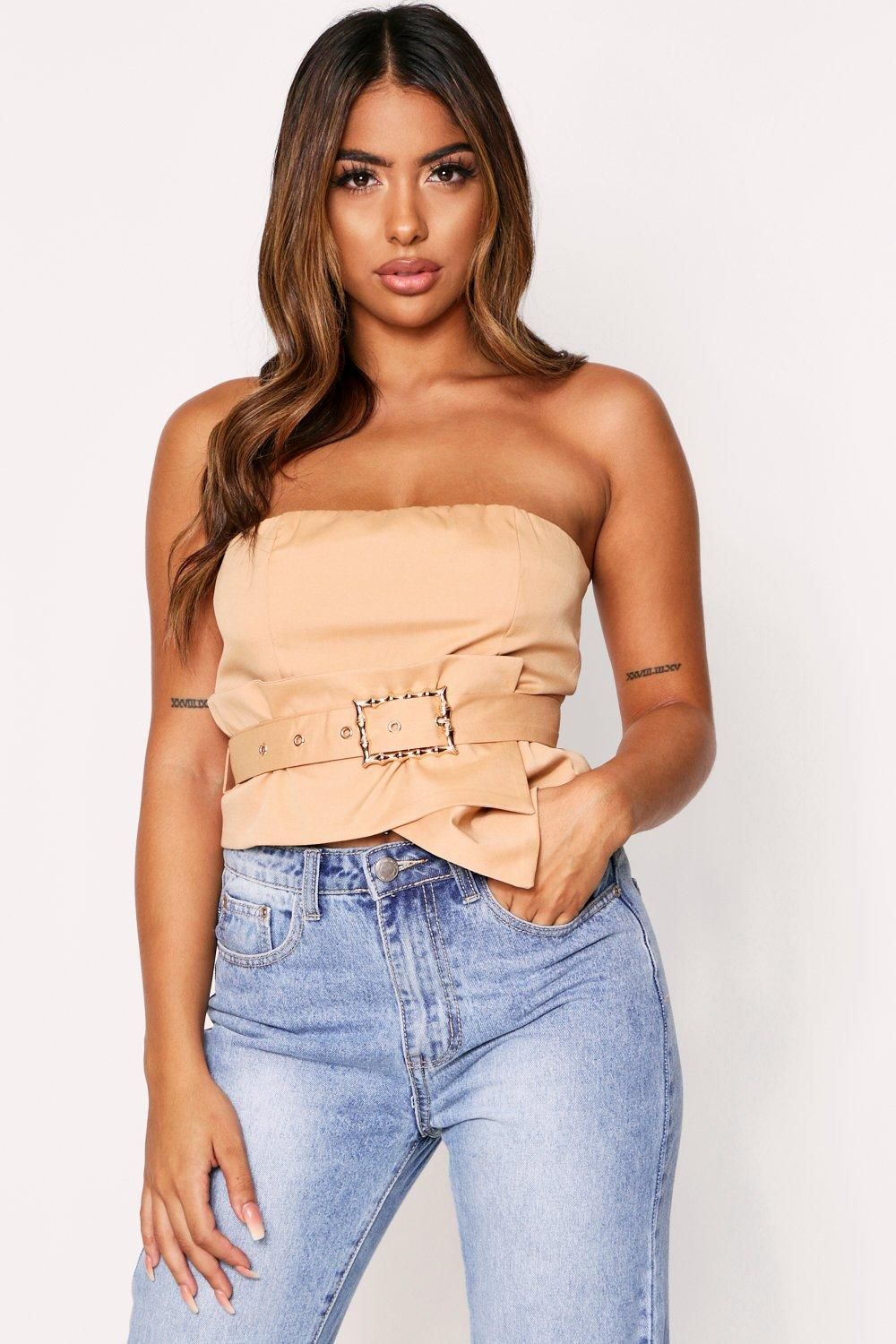 Belted Corset Style Bandeau Top | Miss Pap UK