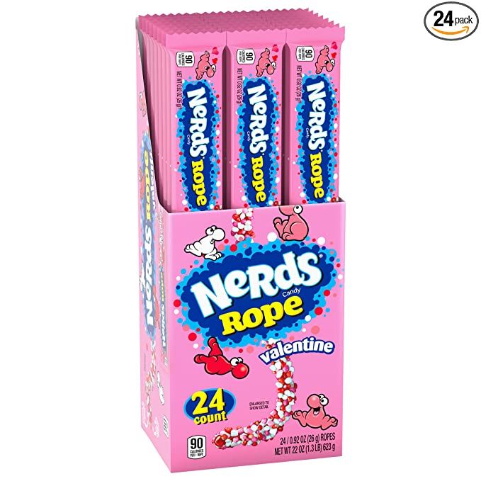 NERDS Rope Valentine Candy | Sweet and Sour Candy Individually Wrapped, Valentine's Day Pink, Whi... | Amazon (US)