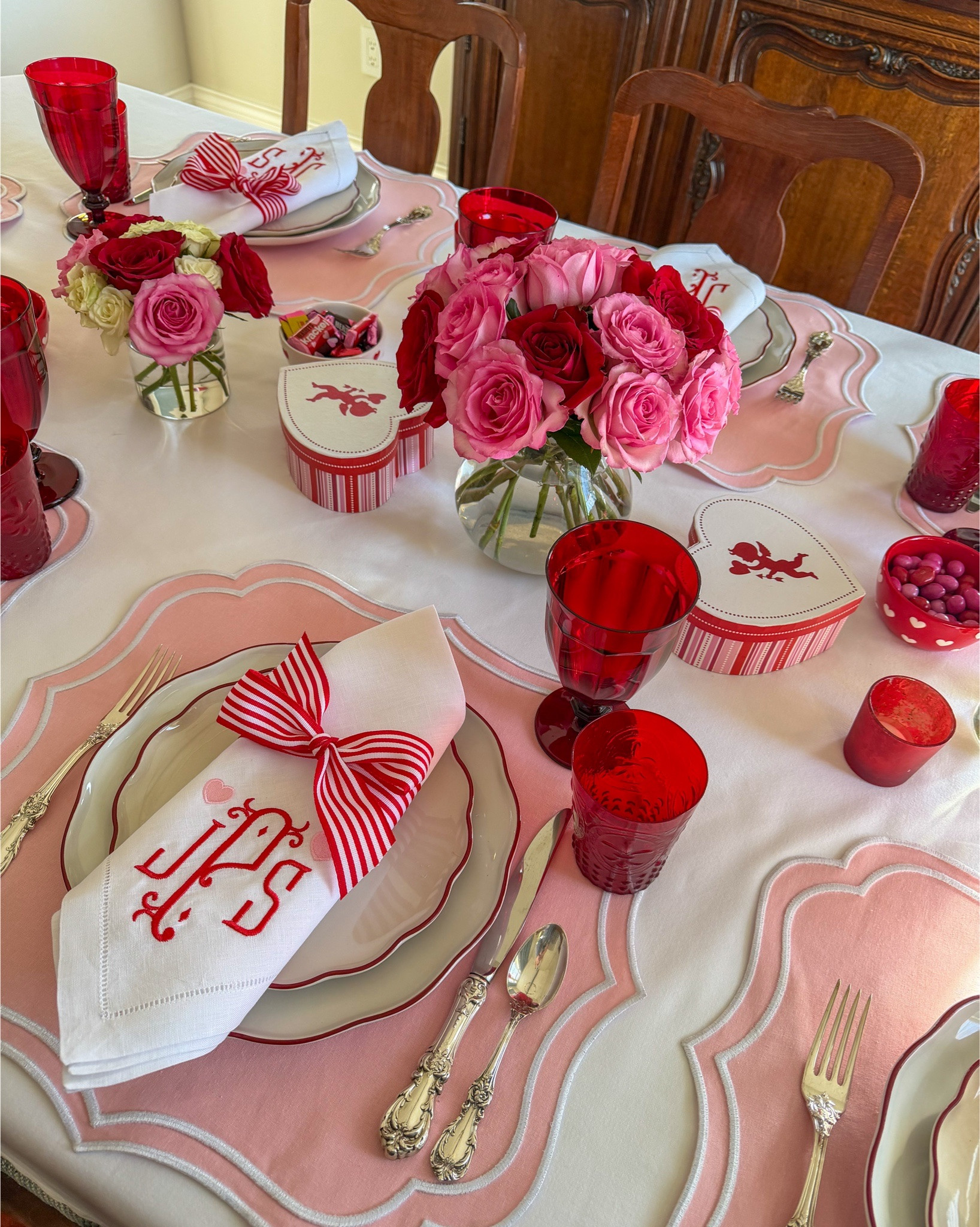 The sweetest valentine table! I have always loved Valentine’s Day and Galentine’s Day! What about you?  I got these beautiful monogrammed napkins from a sweet friend with a small business. Send me a message and I’d be happy to send you a link and a discount code!

#LTKHome #LTKdayinmylife #LTKValentine