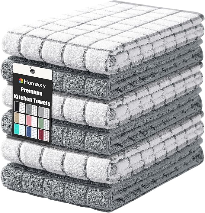 Homaxy Premium Cotton Kitchen Towels 16"x 28", Large Natural Ring Spun 390 GSM Dish Towels, Super... | Amazon (US)