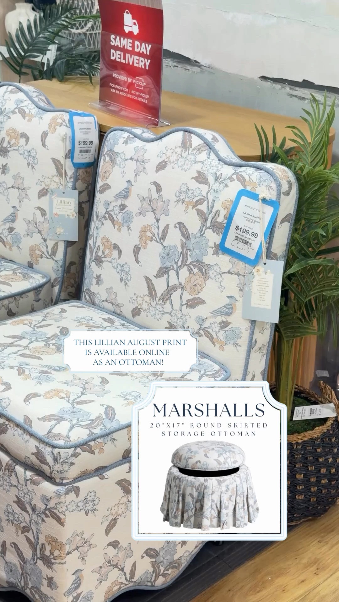 The same print as these scalloped chairs are now available online as a pleated skirted storage ottoman at Marshalls! Many variations of these scalloped dining chairs are available as well - I’ve linked below! 

Spotted at Marshalls! 🤍 These Lillian August floral skirted storage ottomans are such a beautiful designer-inspired find. The vintage-inspired floral print, hidden storage, and classic skirted silhouette make them perfect for a living room, bedroom, nursery, reading nook, or entryway. If you love grandmillennial, English cottage, coastal grandmother, Nancy Meyers, or traditional home decor, don’t skip these! This round skirted storage ottoman is also available in different color variations I’ve linked below.#LTKStyleTip #MarshallsFinds #StorageOttoman #SkirtedOttoman #FloralHomeDecor #GrandmillennialHome

@TJ Maxx @Marshalls 

Traditional home • look for less • eclectic home • classic style • home decor • foot stool • vanity stool

#LTKHome #LTKSaleAlert #LTKHome