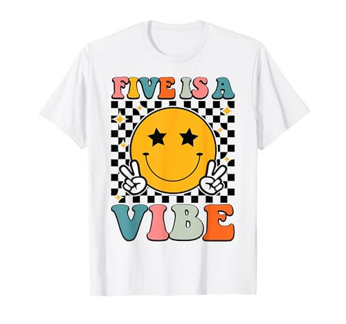Five Is A Vibe 5th Birthday Groovy Boys Girls 5 Years Old T-Shirt | Amazon (US)