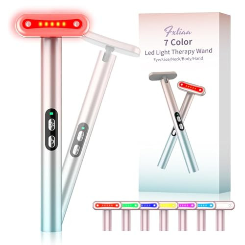 Red-Light-Therapy，Led Facial Light Therapy 7 Colors Eye Beauty Wand Face Massager Red for Skincare & Blue Rejuvenation Tool | Amazon (US)