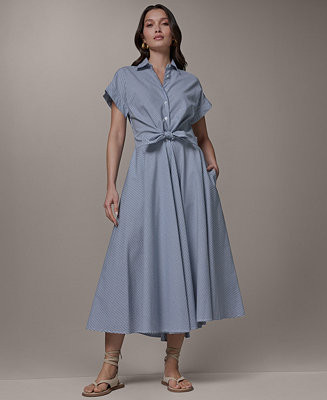 Women's Stripe Button-Front Collared Midi Dress | Macy's