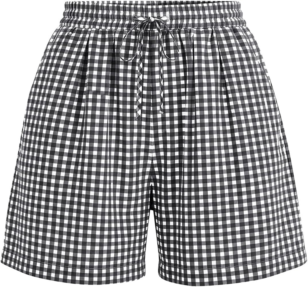 PRETTYGARDEN Elastic Waist Summer Shorts for Women Trendy 2026 Gingham Cute Pajama Bottoms Plaid ... | Amazon (US)