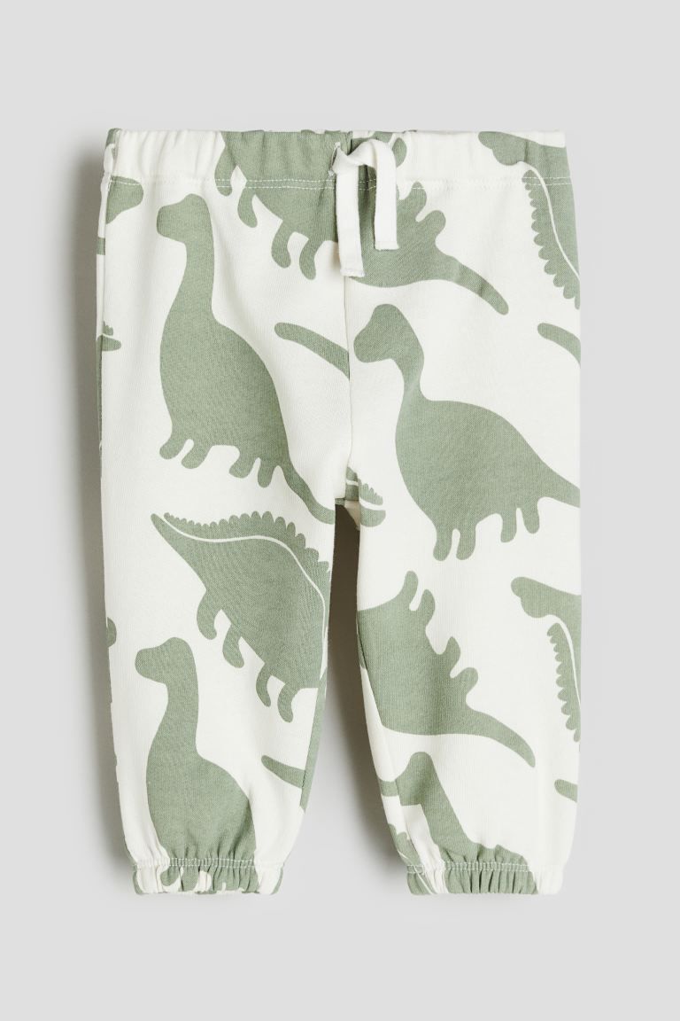 Cotton joggers - White/dinosaurs - Kids | H&M US | H&M (US + CA)