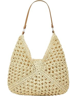 Straw Hobo Bags for Women Vintage Shoulder Bag Everything Tote Bag Designer Beach Bag Holiday Wor... | Amazon (US)