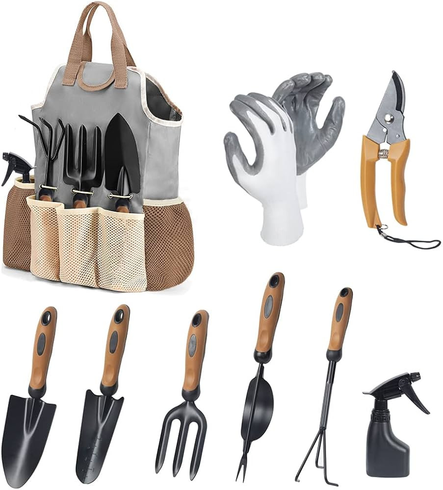 Garden Tool Set,9 Pcs Stainless Steel Gardening Tools with Weeder Cultivator Trowel Sprayer Glove... | Amazon (US)