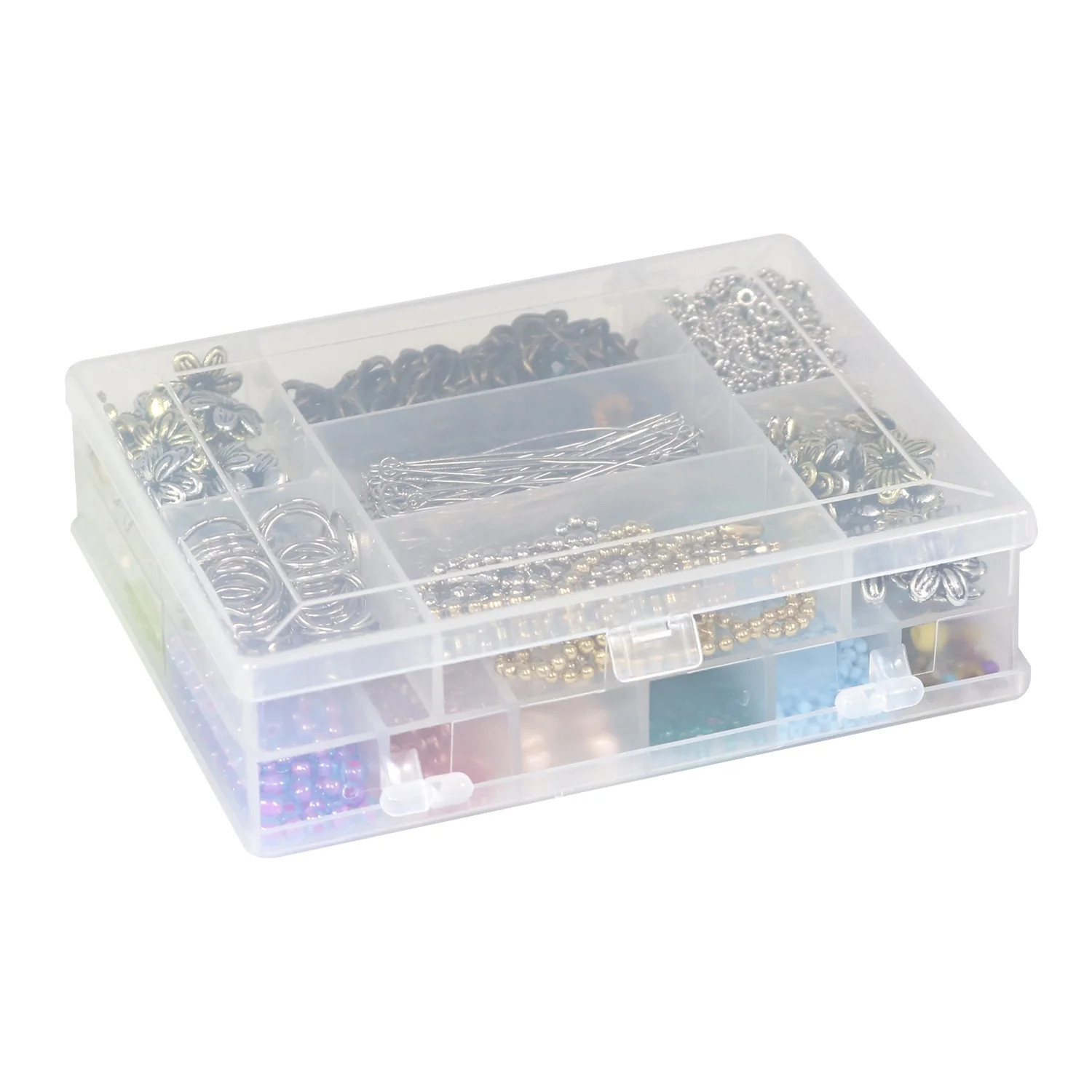 Everything Mary Double Sided Compartment Plastic Bead Storage Box, Clear, (Single) | Walmart (US)