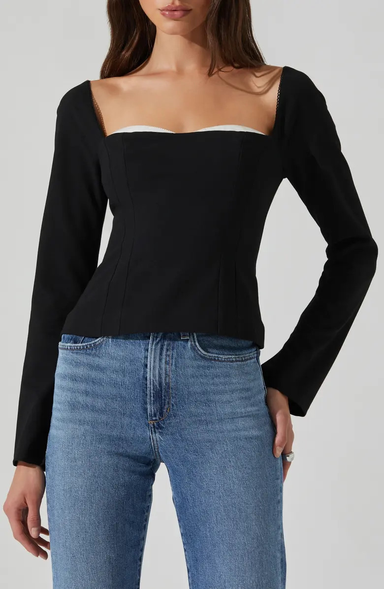 ASTR the Label Whitley Square Neck Long Sleeve Shirt | Nordstrom | Nordstrom