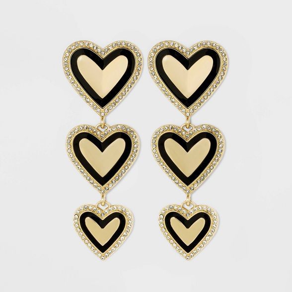 SUGARFIX by BaubleBar Two-Tone Crystal Trim Heart Drop Earrings | Target