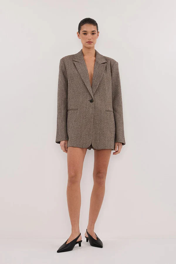 FRANKIE CHOC TWEED BOYFRIEND BLAZER | DISSH