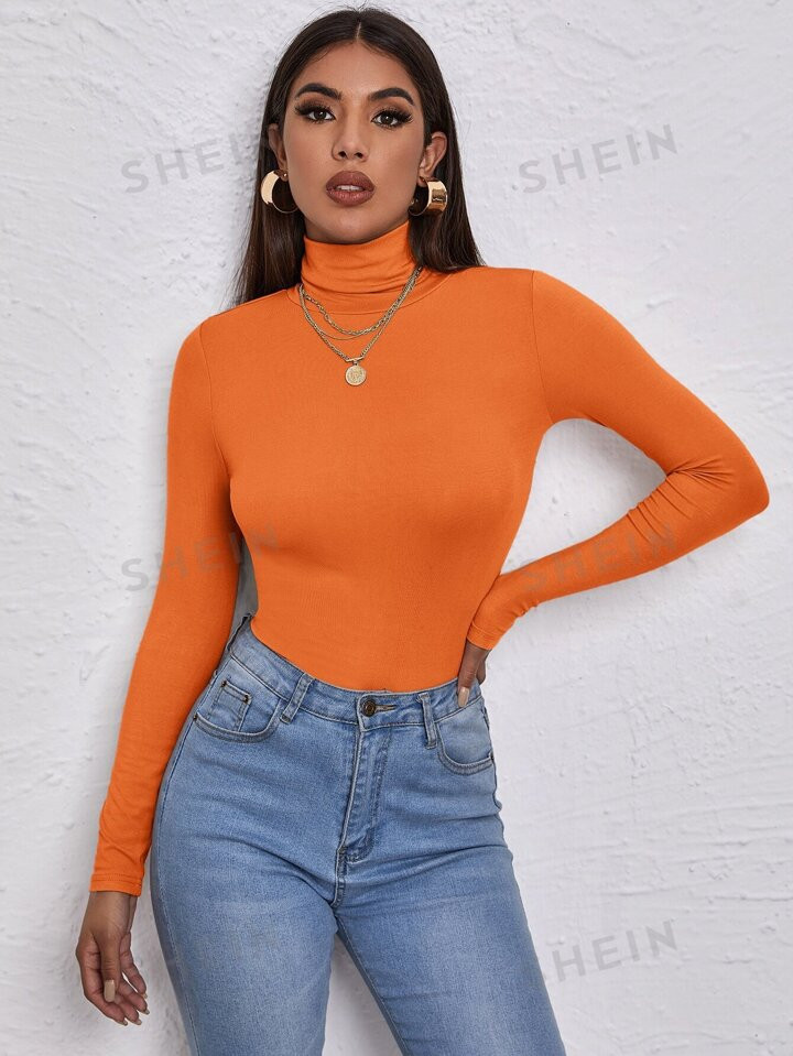 SHEIN BIZwear High Neck Form Fitted Top Workwear | SHEIN