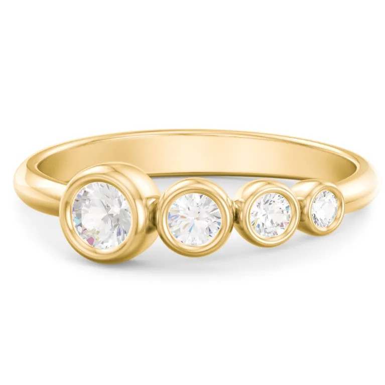 10K Yellow Gold Generations 4-Stone Bezel Set Mother's Ring with Cubic Zirconia Stones | Jewlr