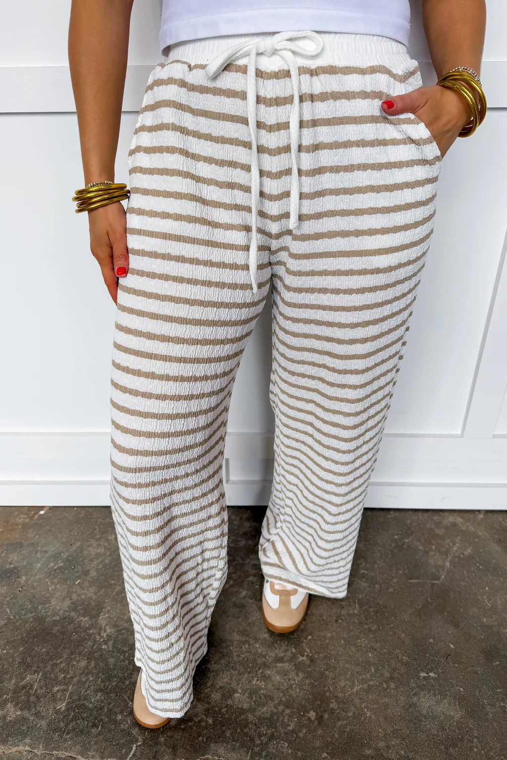 Off Duty Striped Pants in Khaki | Jules & James Boutique