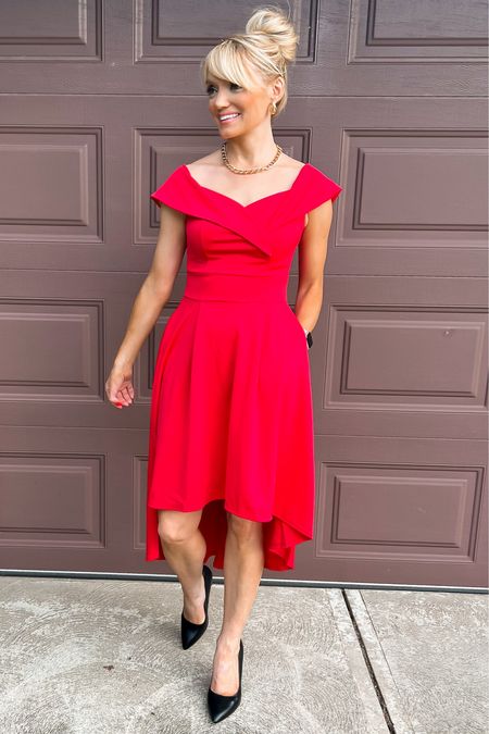 Red off the shoulder hi lo evening dress only $32.99 with a 40% promo code IJ85UYC4! While supplies last. I am in a small with multiple colors available! - wedding guest dress - cocktail dress - formal dress - Amazon Fashion - Amazon finds - Amazon deal - Amazon deals - Amazon coupon - Amazon coupons 

#LTKsalealert #LTKwedding #LTKunder50
