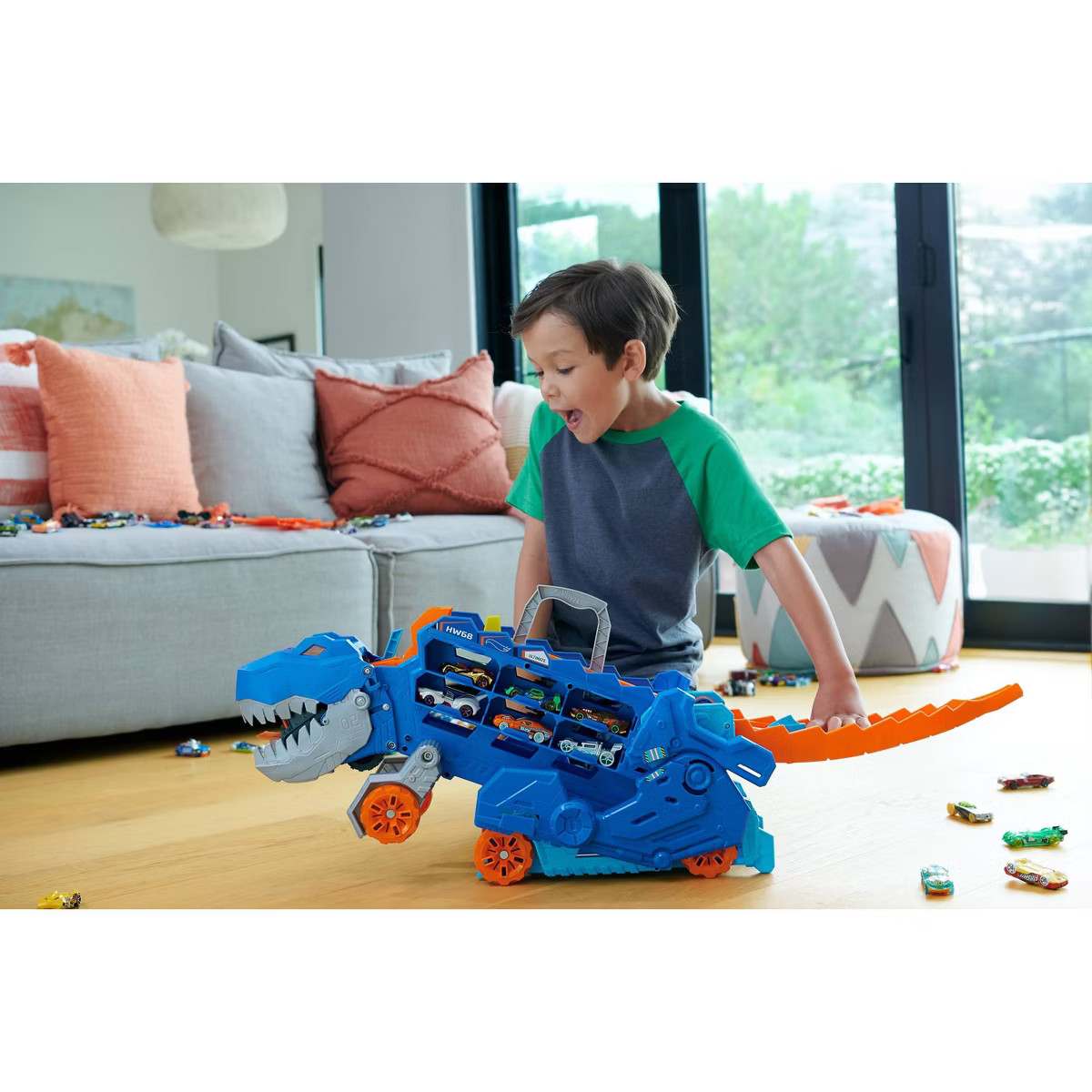Hot Wheels City Ultimate T-Rex Transporter Hauler Transforms into a Dino Featured in Lets Race | Target