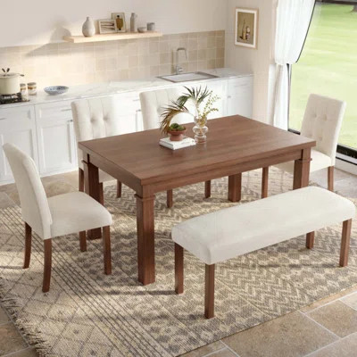 6-Piece Modern Dining Set, Rectangle Kitchen Table With 4 Upholstered Chairs & Bench, Ideal For Dining Room And Living Room, (Easy Assembly, Space Sav | Wayfair North America