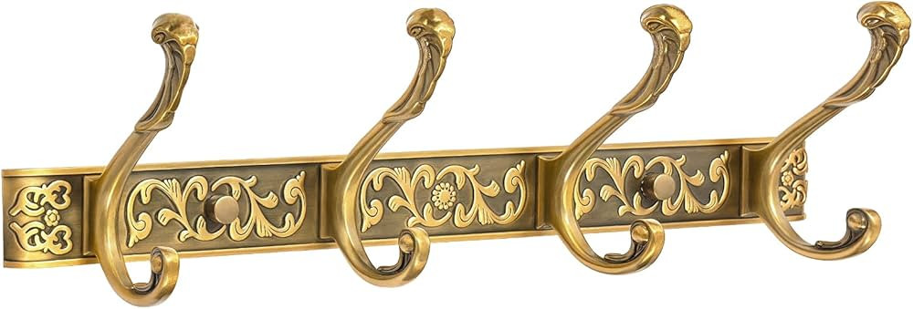 Vintage Coat Rack Wall Mount, Decorative Wall Coat Rack with 4 Hooks for Hanging Key Purse Hat Ro... | Amazon (US)