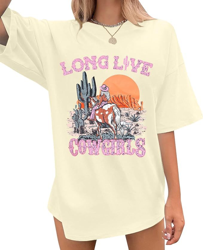 Cowgirl Western Shirts for Women Country Music Outfits Summer Vacation Short Sleeves Tops | Amazon (US)
