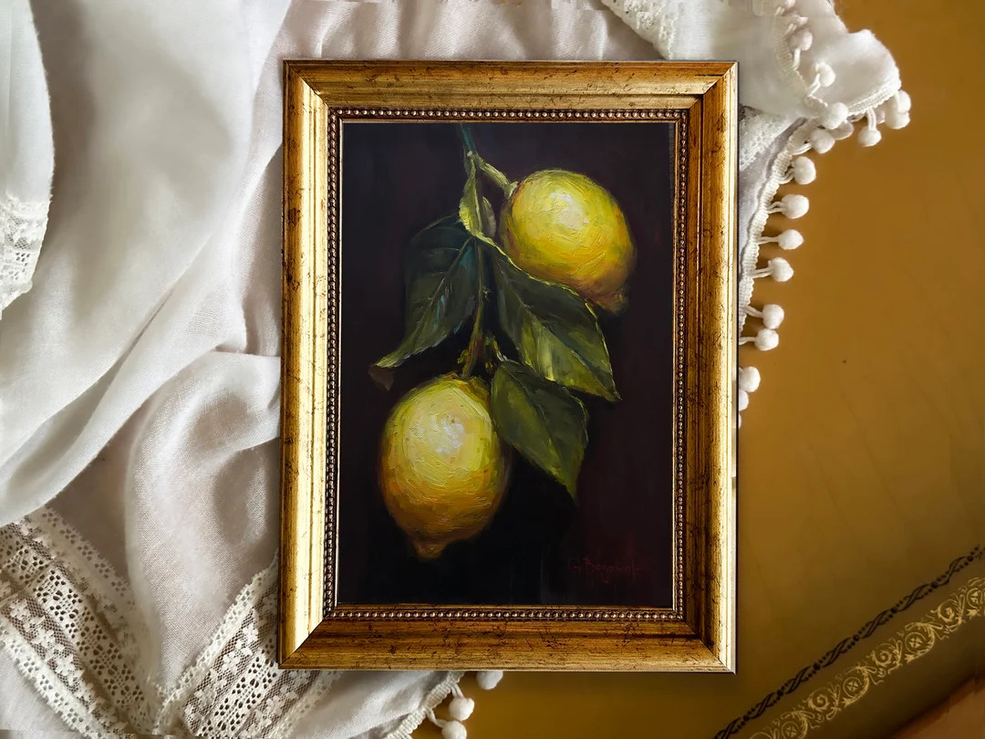 LEMON BRANCH Painting Fine Art Print Kitchen Decor Still Life Fruit Print Vibrant Lemon Poster Ci... | Etsy (US)