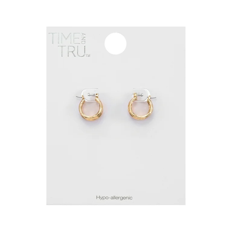 Time and Tru Small Triple Layer Gold Hoop for Women, Twisted Gold | Walmart (US)