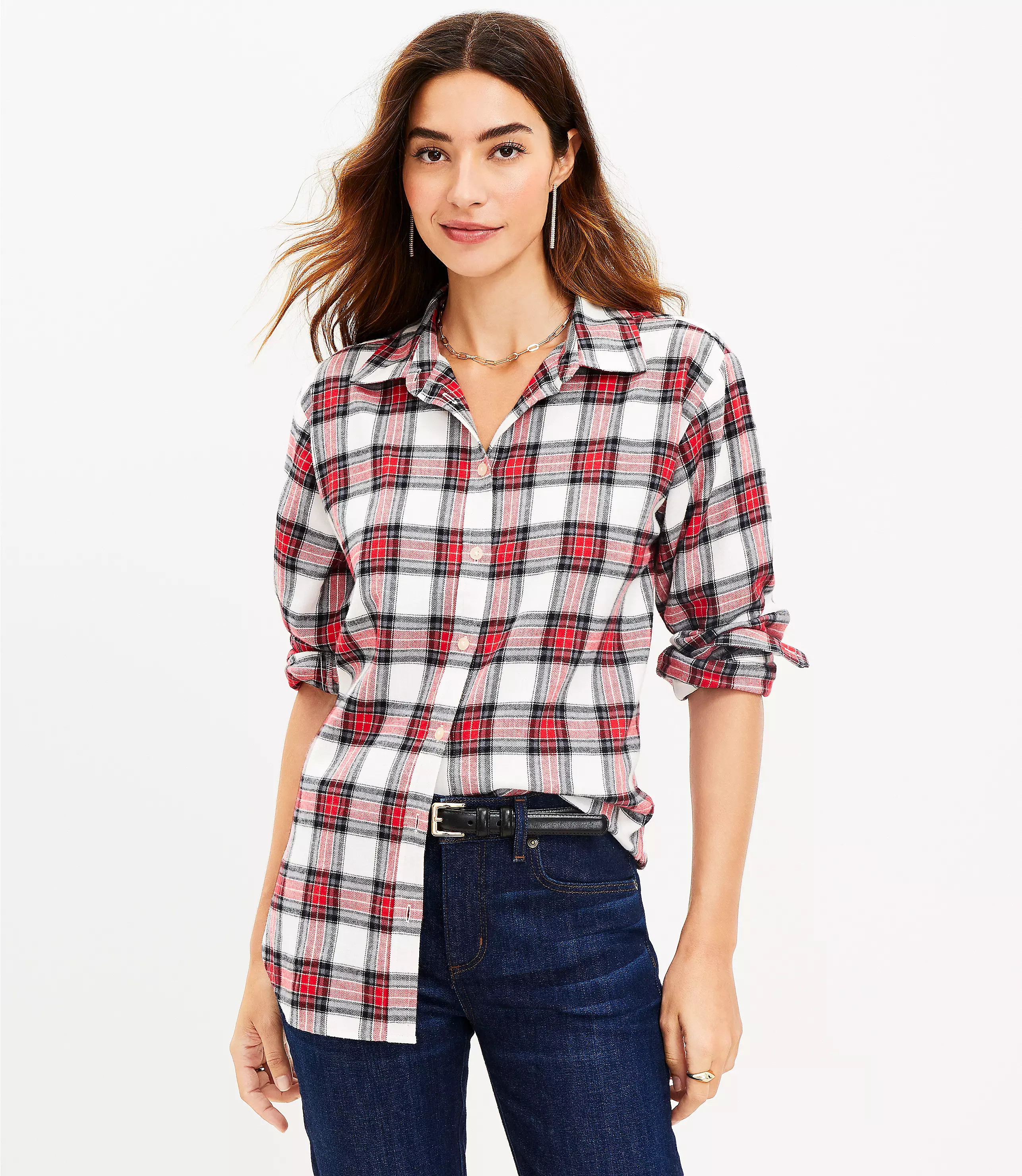 Plaid Flannel Everyday Tunic Shirt | LOFT