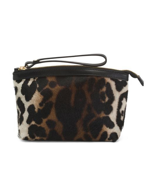 Made In Italy Leather Dome Pouch With Zip Closure | TJ Maxx