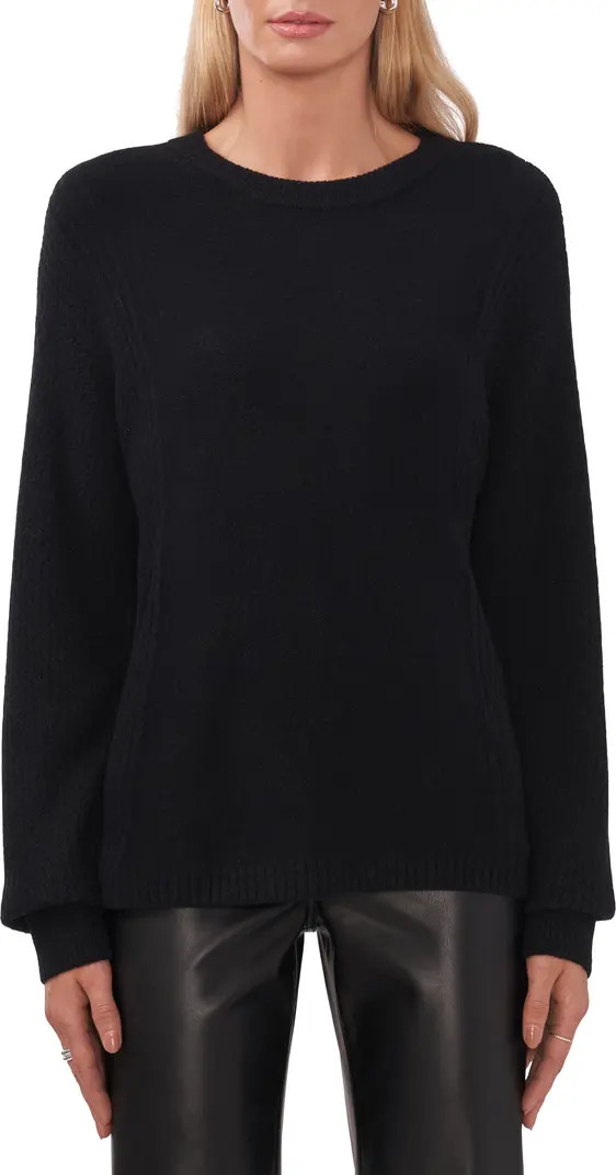 Pointelle Sleeve Crewneck Sweater | Nordstrom