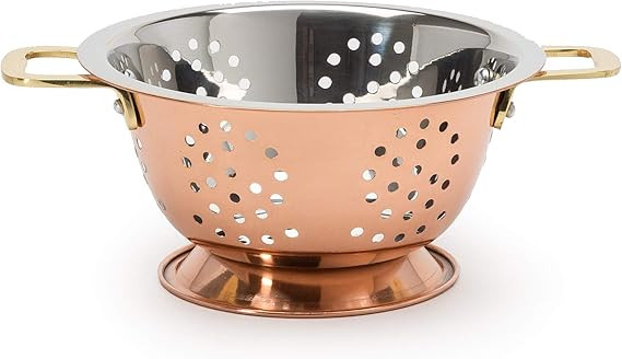 Ecolution Mini Berry Colander, 3 Cup, Small Plated, Compact Size with Double Handles, 6 inch, Cop... | Amazon (US)